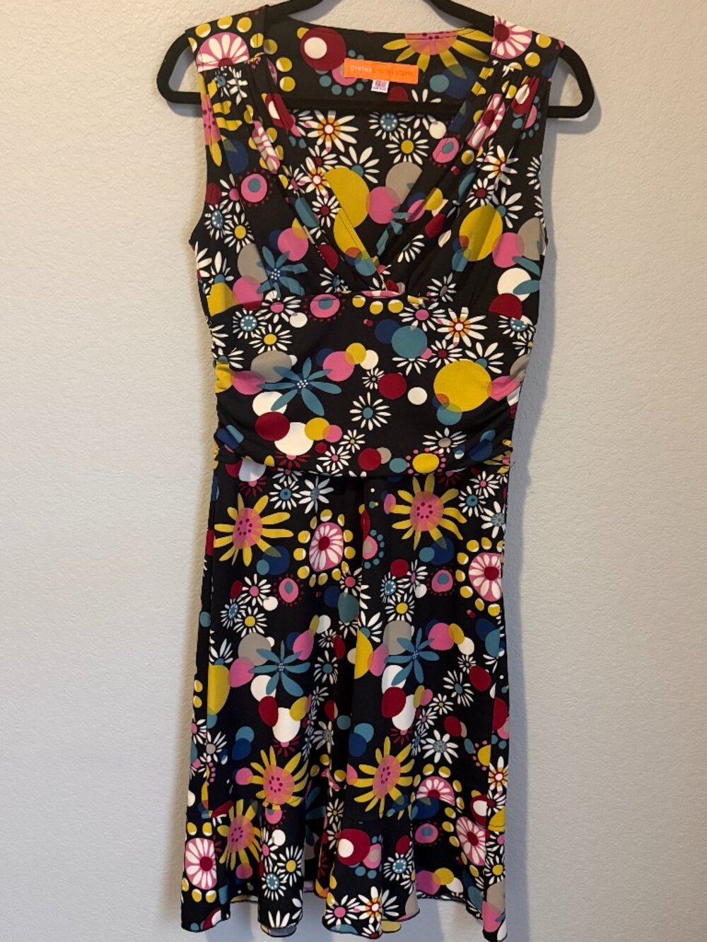 Cynthia Steffe Black Knit Floral Midi Dress | Size M